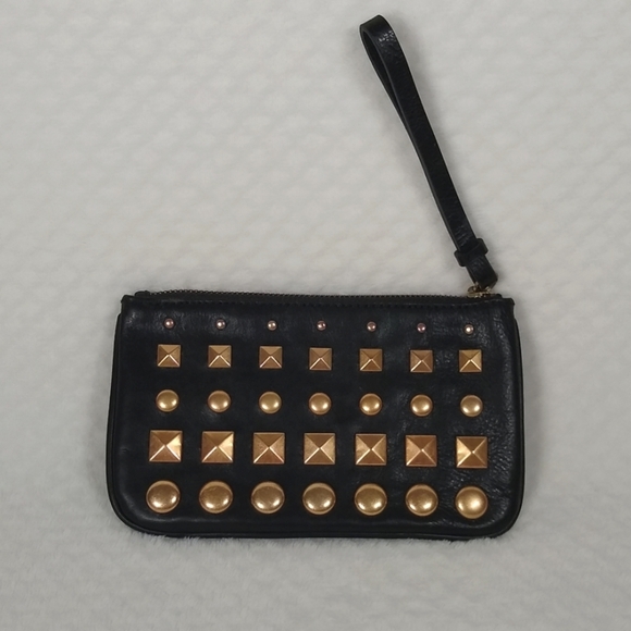 J. Crew Black and Gold Studded Leather Wristlet - Picture 3 of 8